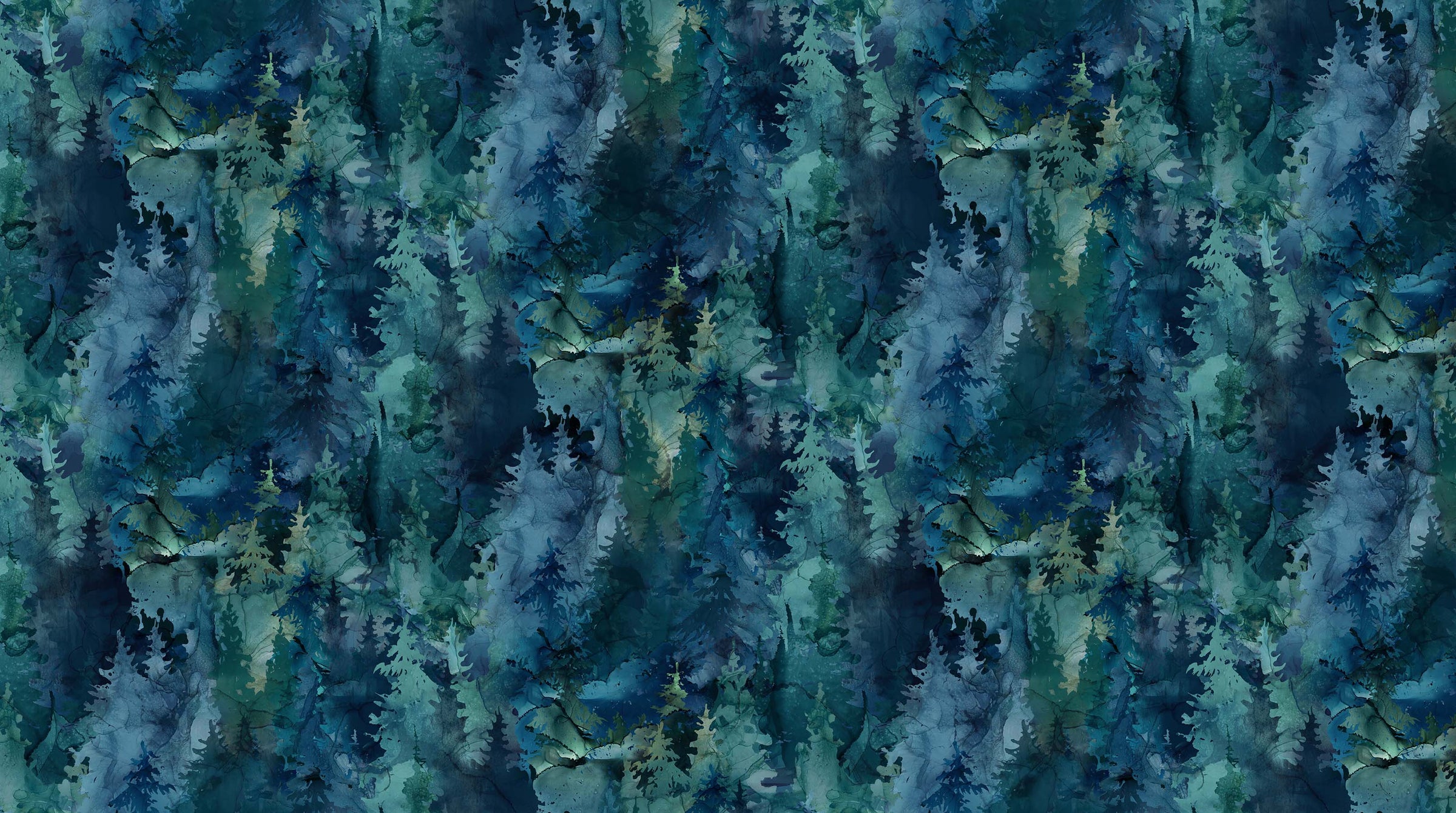 Northern Peaks Quilt Fabric - Trees in Blue - DP25169-44