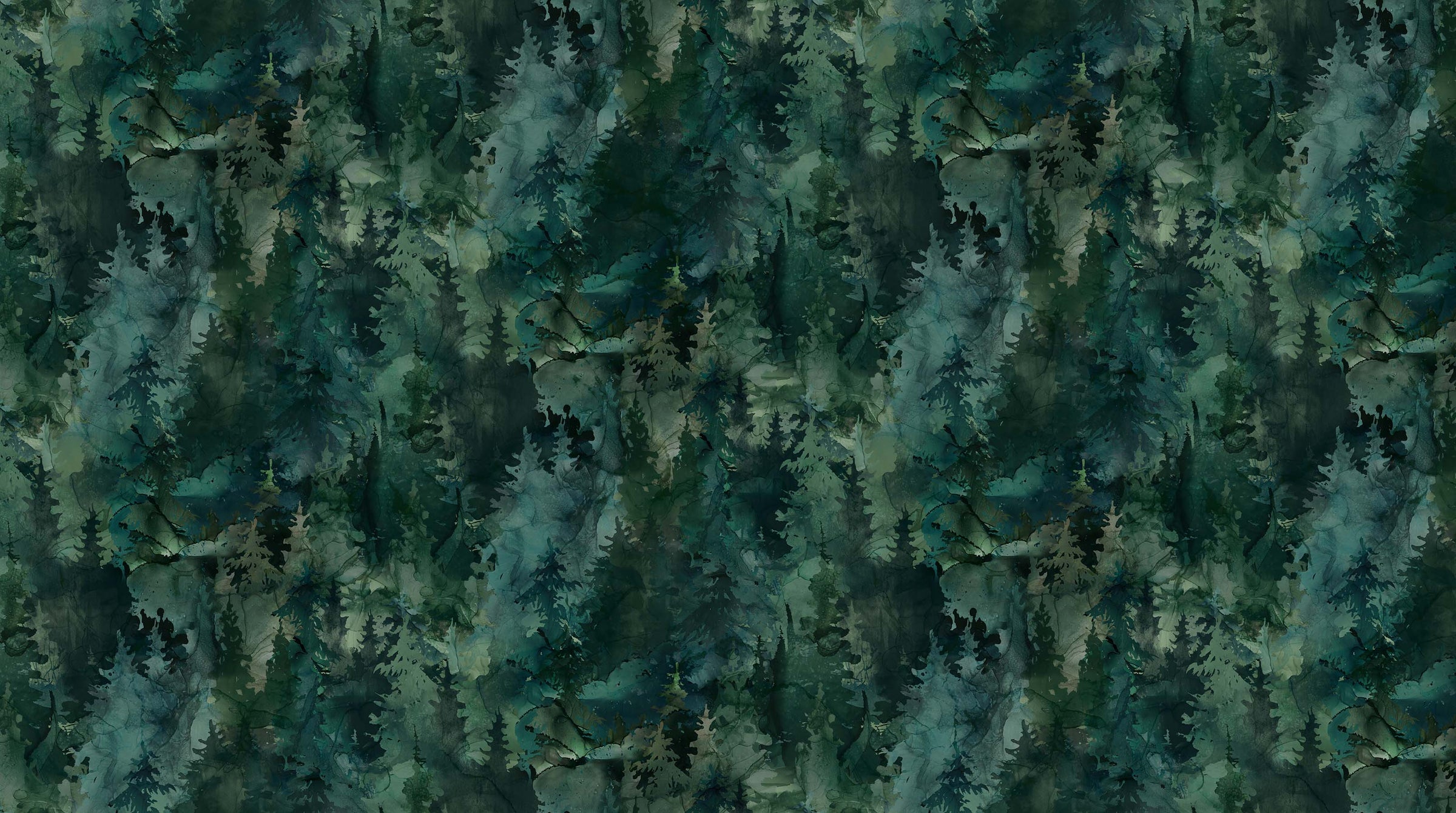 Northern Peaks Quilt Fabric - Trees in Pine Green - DP25169-74