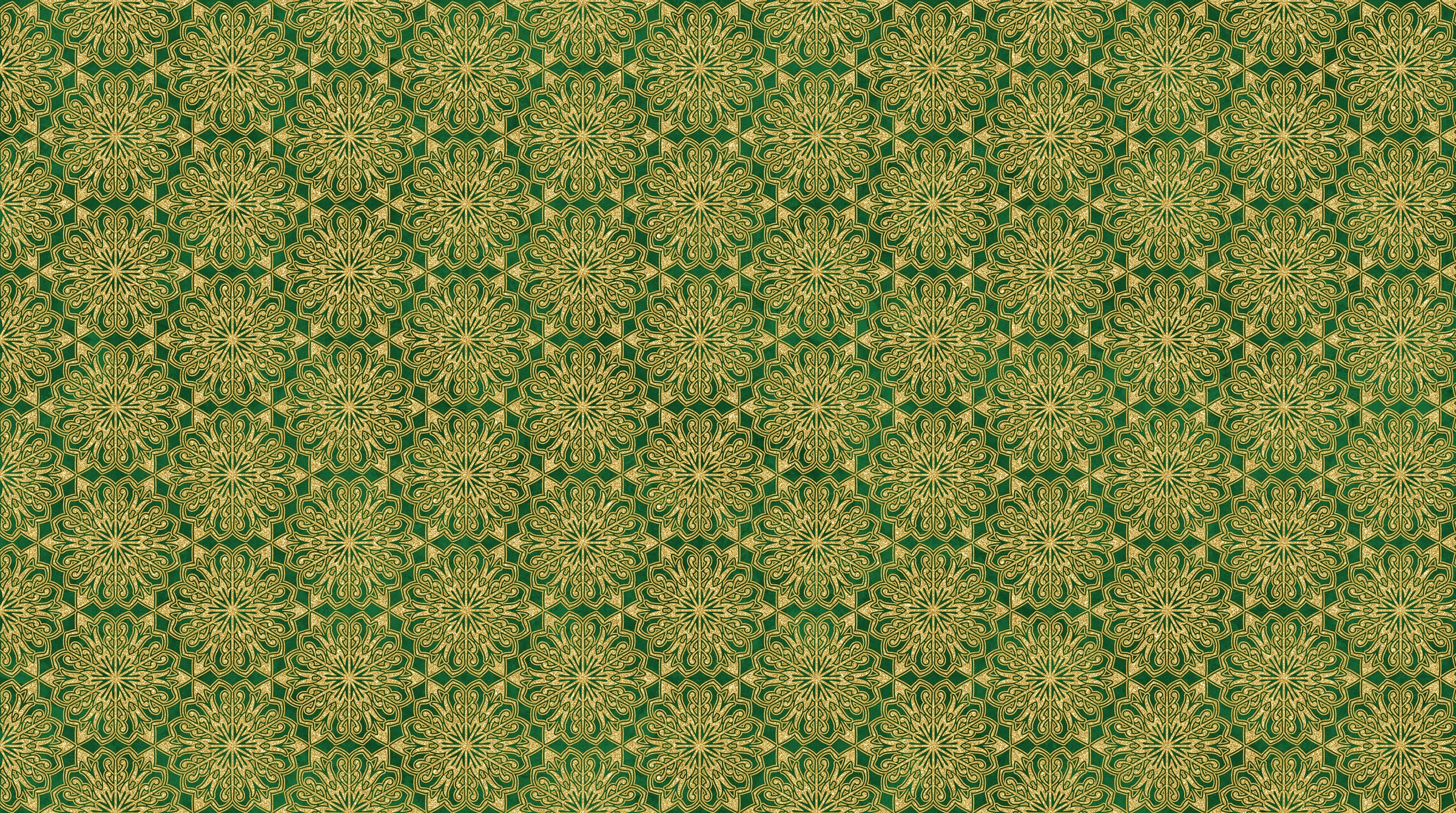 O Christmas Tree Shimmer Quilt Fabric - Medallions in Green Multi - 28959M-74