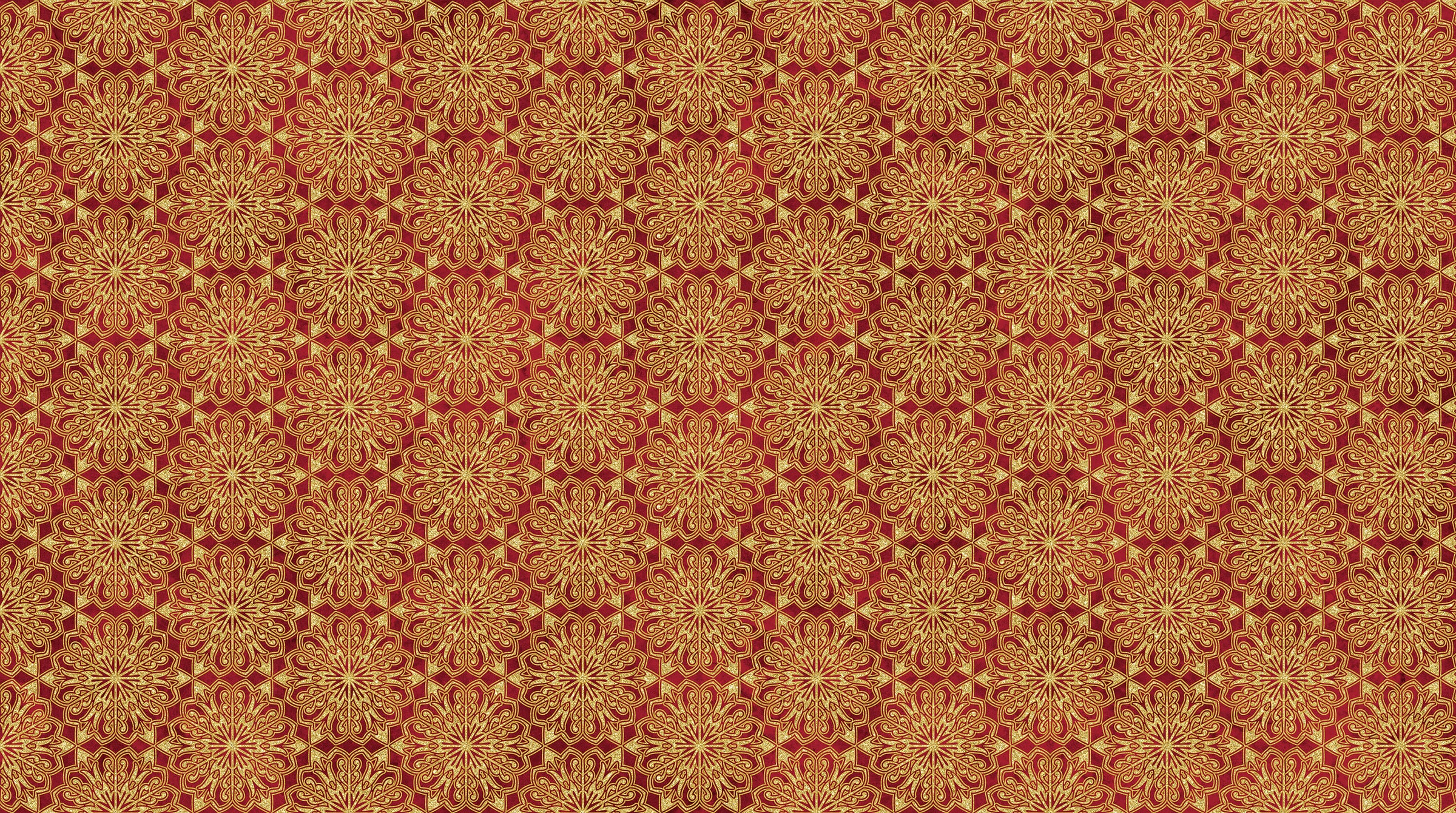 O Christmas Tree Shimmer Quilt Fabric - Medallions in Red Multi - 28959M-24