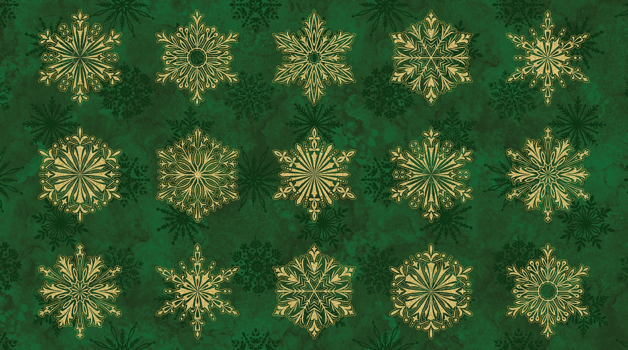 O Christmas Tree Shimmer Quilt Fabric - Snowflake Blocks in Green Multi - 28957M-74 - SOLD AS RUNNING YARDAGE