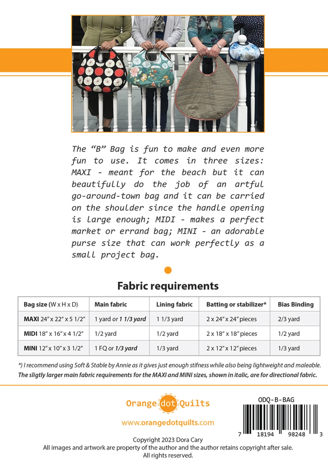 The B Bag Pattern - ODQ-B-BAG