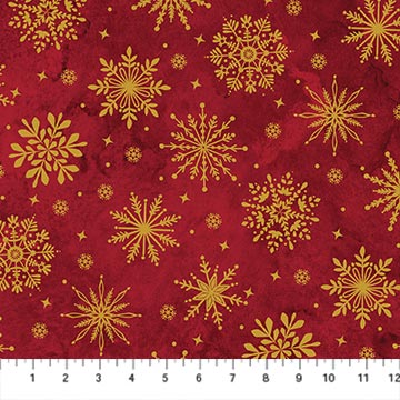O Christmas Tree Shimmer Quilt Fabric - Snowflakes Toss in Red Multi - 28960M-24