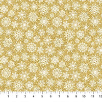 O Christmas Tree Shimmer Quilt Fabric - Snowflakes in Gold - 28962M-52