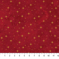 O Christmas Tree Shimmer Quilt Fabric - Stars in Red Multi - 28961M-24