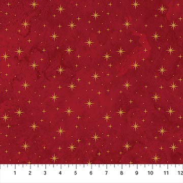 O Christmas Tree Shimmer Quilt Fabric - Stars in Red Multi - 28961M-24