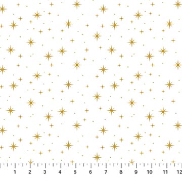 O Christmas Tree Shimmer Quilt Fabric - Stars in White - 28961M-10