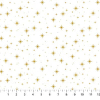 O Christmas Tree Shimmer Quilt Fabric - Stars in White - 28961M-10
