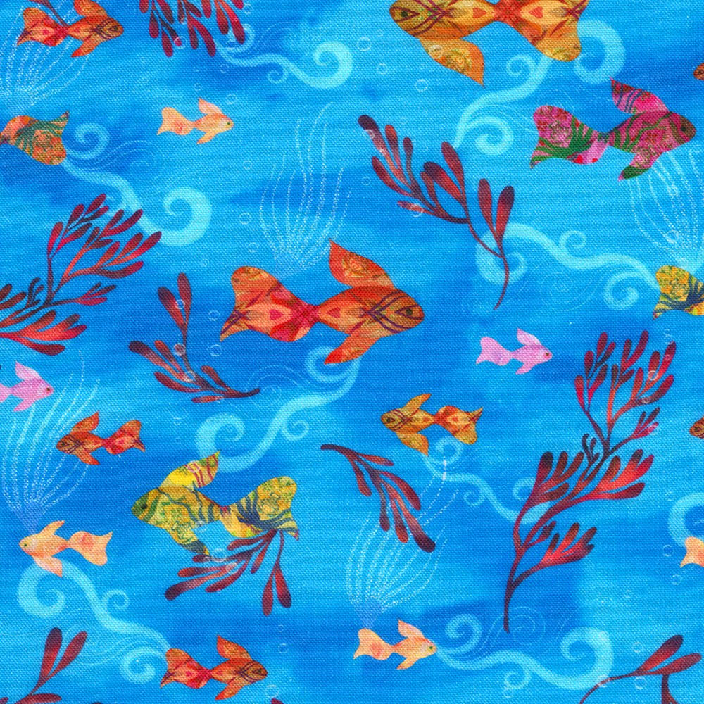 Oceanica Quilt Fabric - Fish in Blue - AQSD-22409-4 BLUE