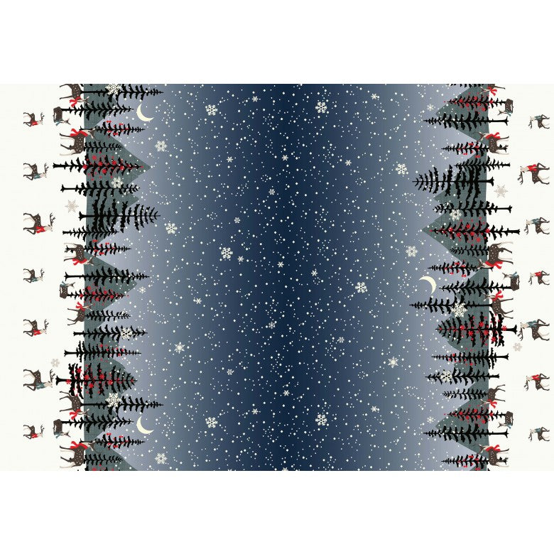Oh Deer! Christmas is Here Quilt Fabric - Deer Valley Double Border in Celestial Blue - DCX10949-CELS-D