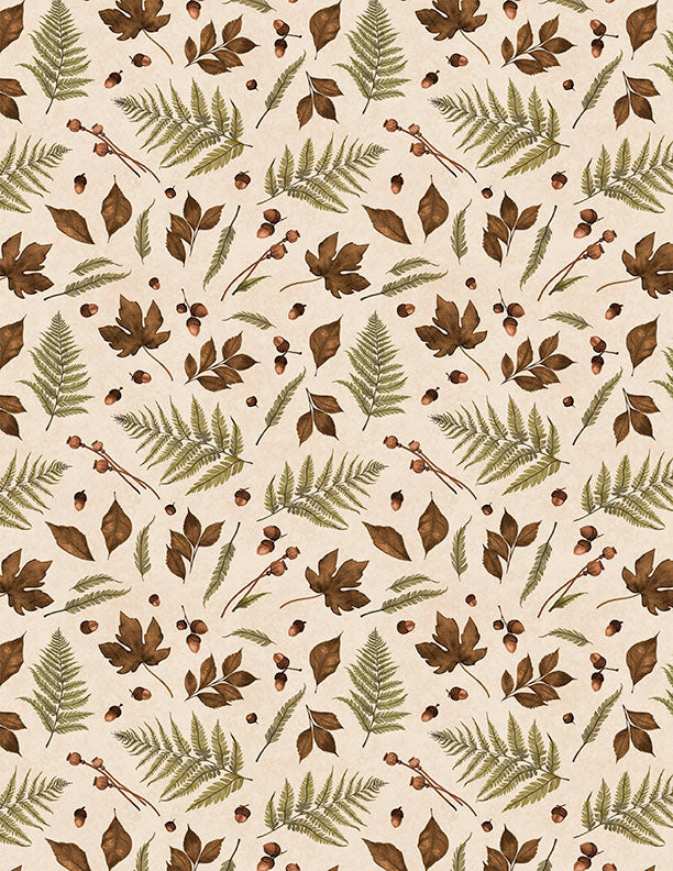 Oh My Gourd Quilt Fabric - Leaves and Acorns in Cream - 3017 27749 227