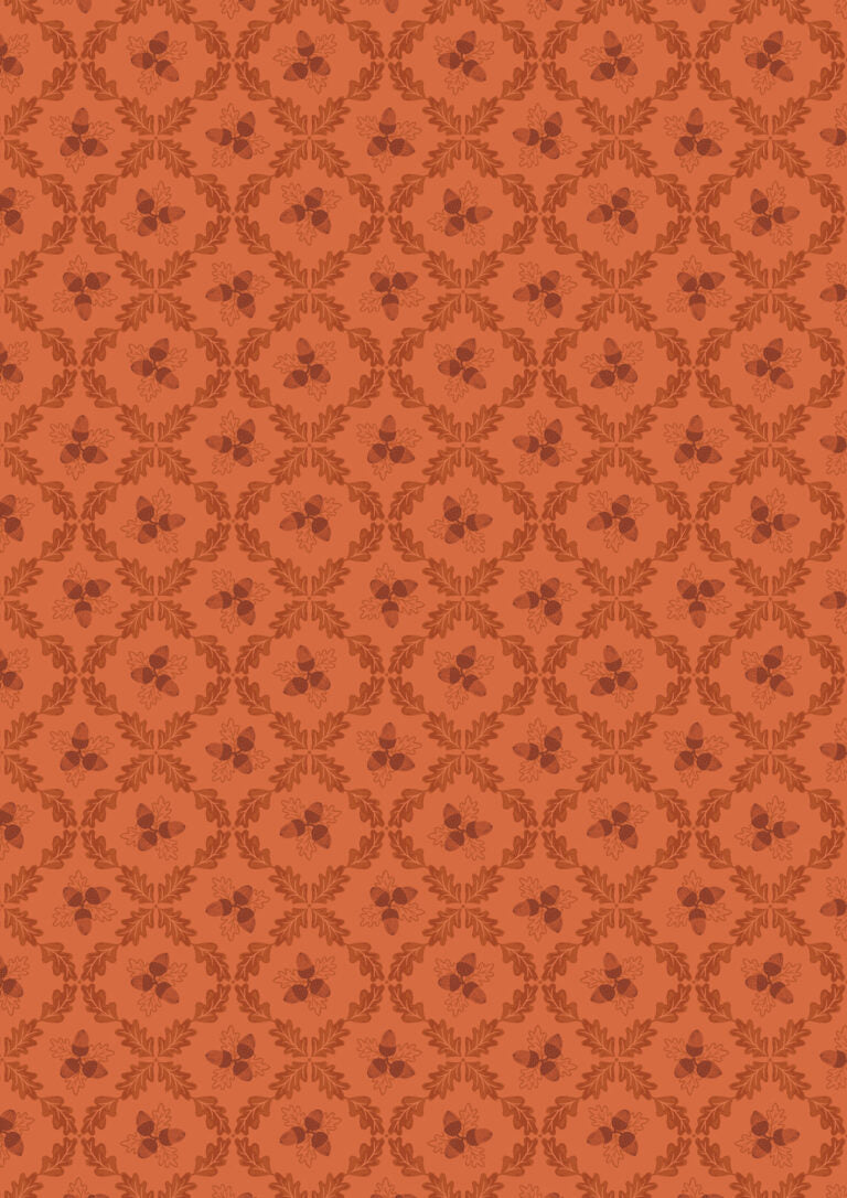 Old Quercus Quilt Fabric - Acorn Trellis on Autumnal Orange - A934C