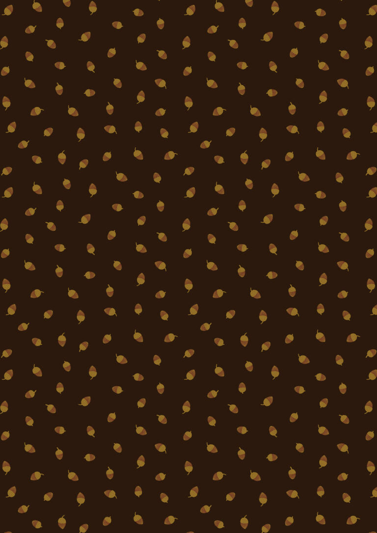 Old Quercus Quilt Fabric - Acorns on Darkest Oak Brown - A937