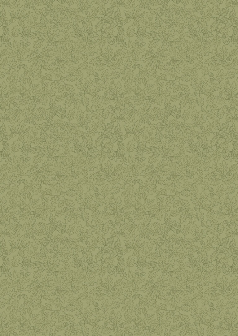Old Quercus Quilt Fabric - Sketched Oak Leaves on Woodland Green - A933B