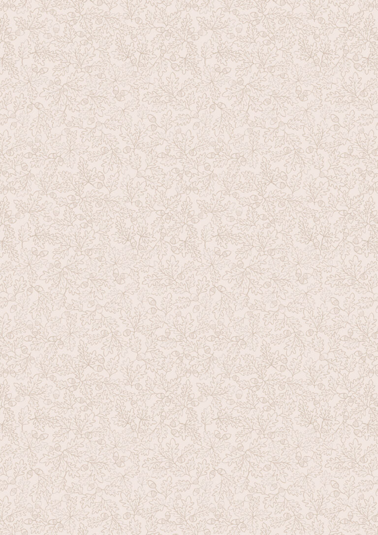 Old Quercus Quilt Fabric - Sketched Oak Leaves on Light Stone Cream - A933A