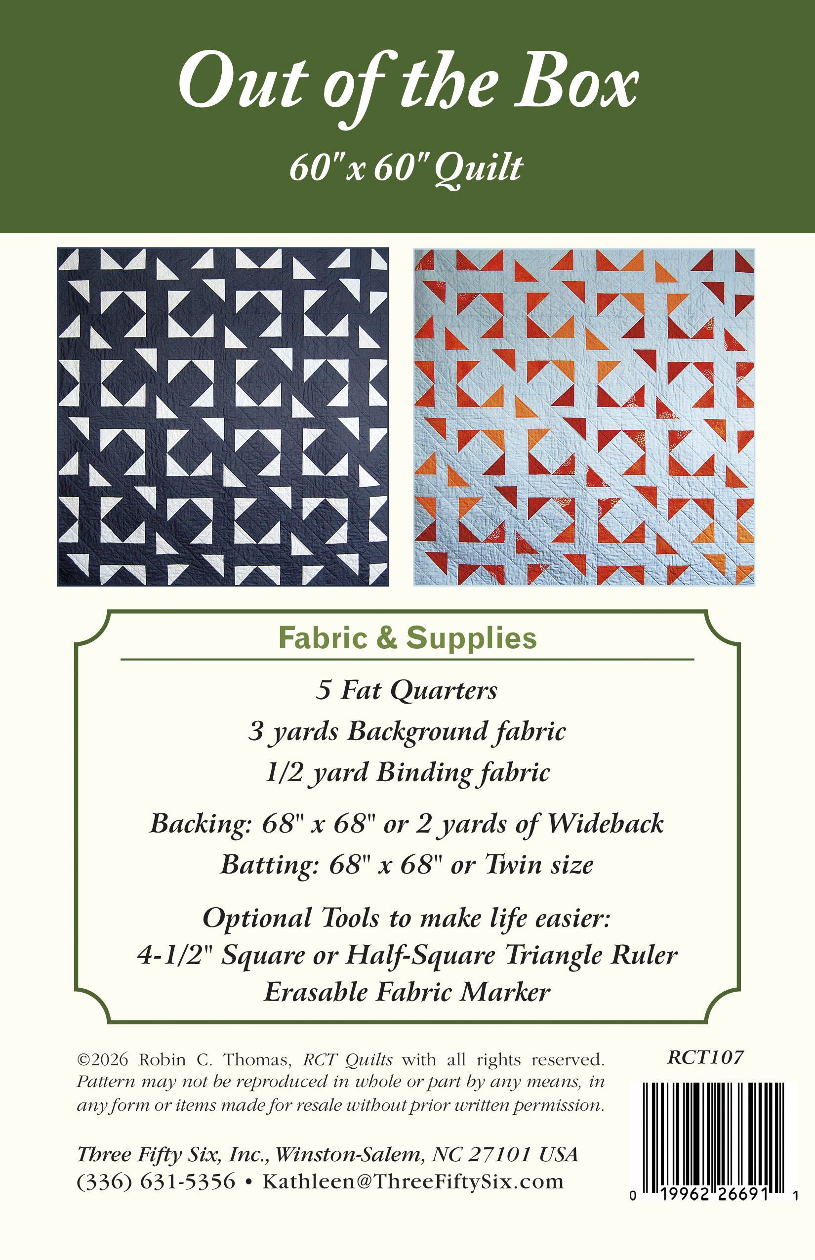Out of the Box Quilt Pattern by Robin C. Thomas - RCT107
