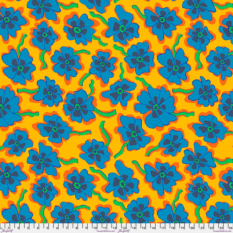 Kaffe Fassett Collective August 2023 Quilt Fabric - Camo Flower in Yellow - PWBM088.YELLOW