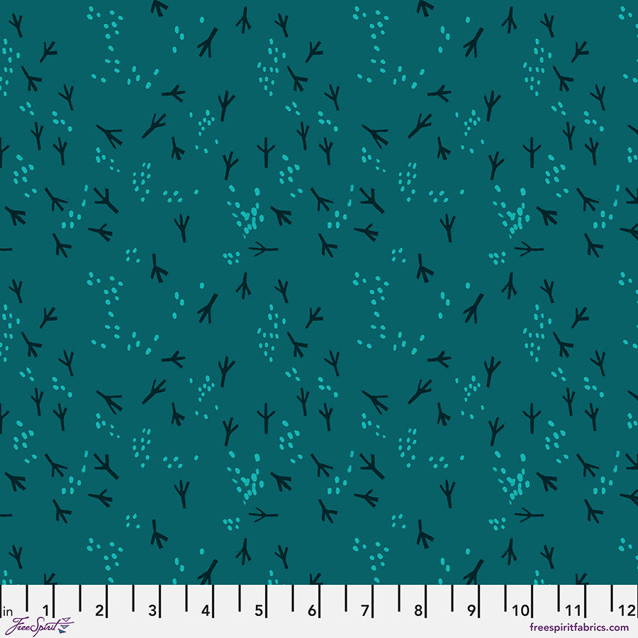 What the Birds Said Quilt Fabric - Fancy Feet in Teal - PWCD154.XTEAL
