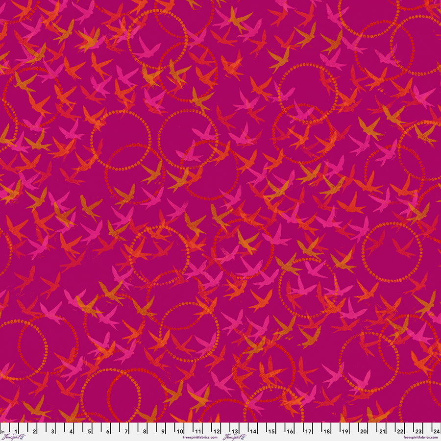 Findings Quilt Fabric, Flying Free in Fuchsia - PWVW041.fuchsia