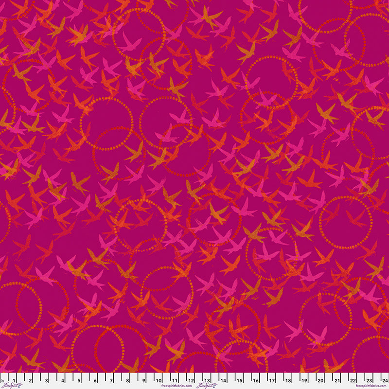Findings Quilt Fabric, Flying Free in Fuchsia - PWVW041.fuchsia
