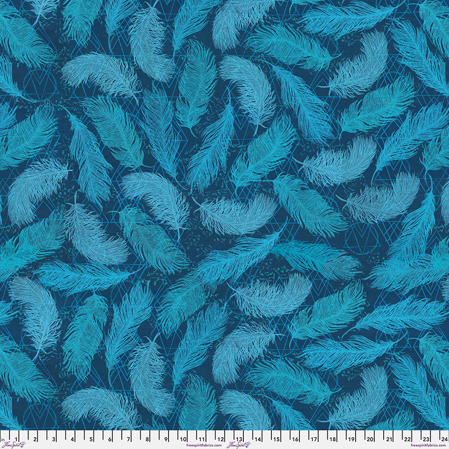 Findings Quilt Fabric, Feathers in Indigo - PWVW046.indigo