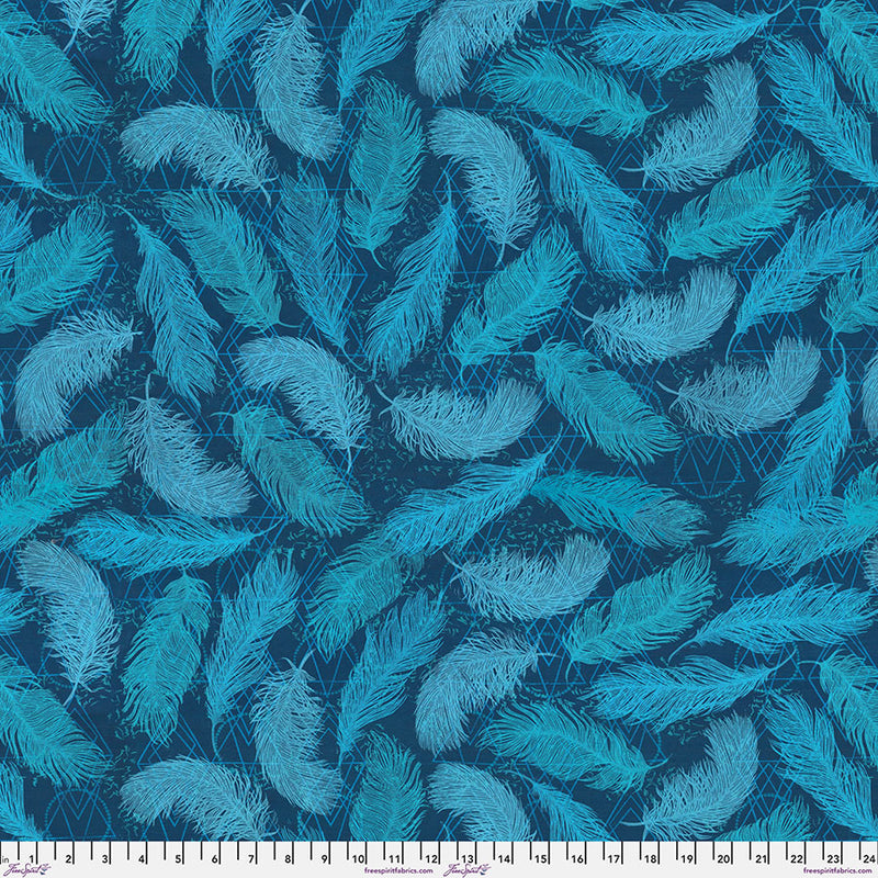 Findings Quilt Fabric, Feathers in Indigo - PWVW046.indigo