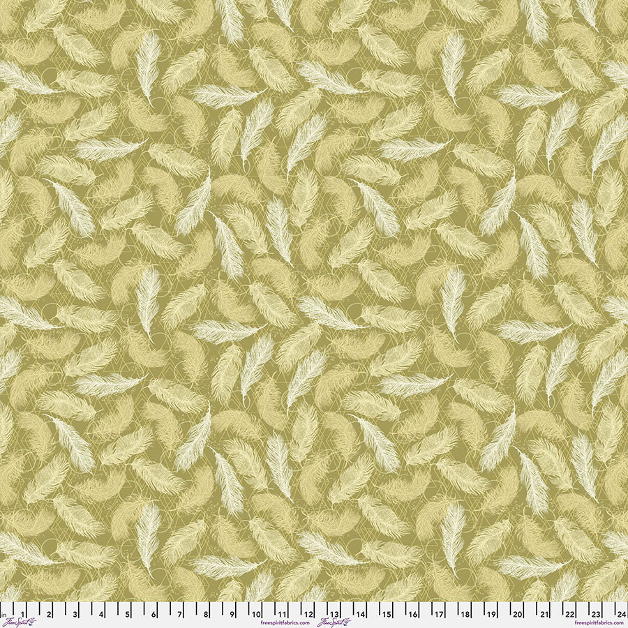 Findings Quilt Fabric, Small Feathers in Gold - PWVW047.gold