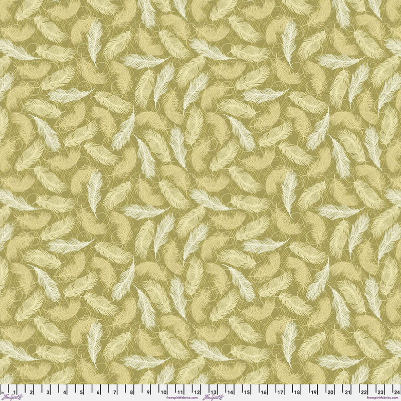 Findings Quilt Fabric, Small Feathers in Gold - PWVW047.gold