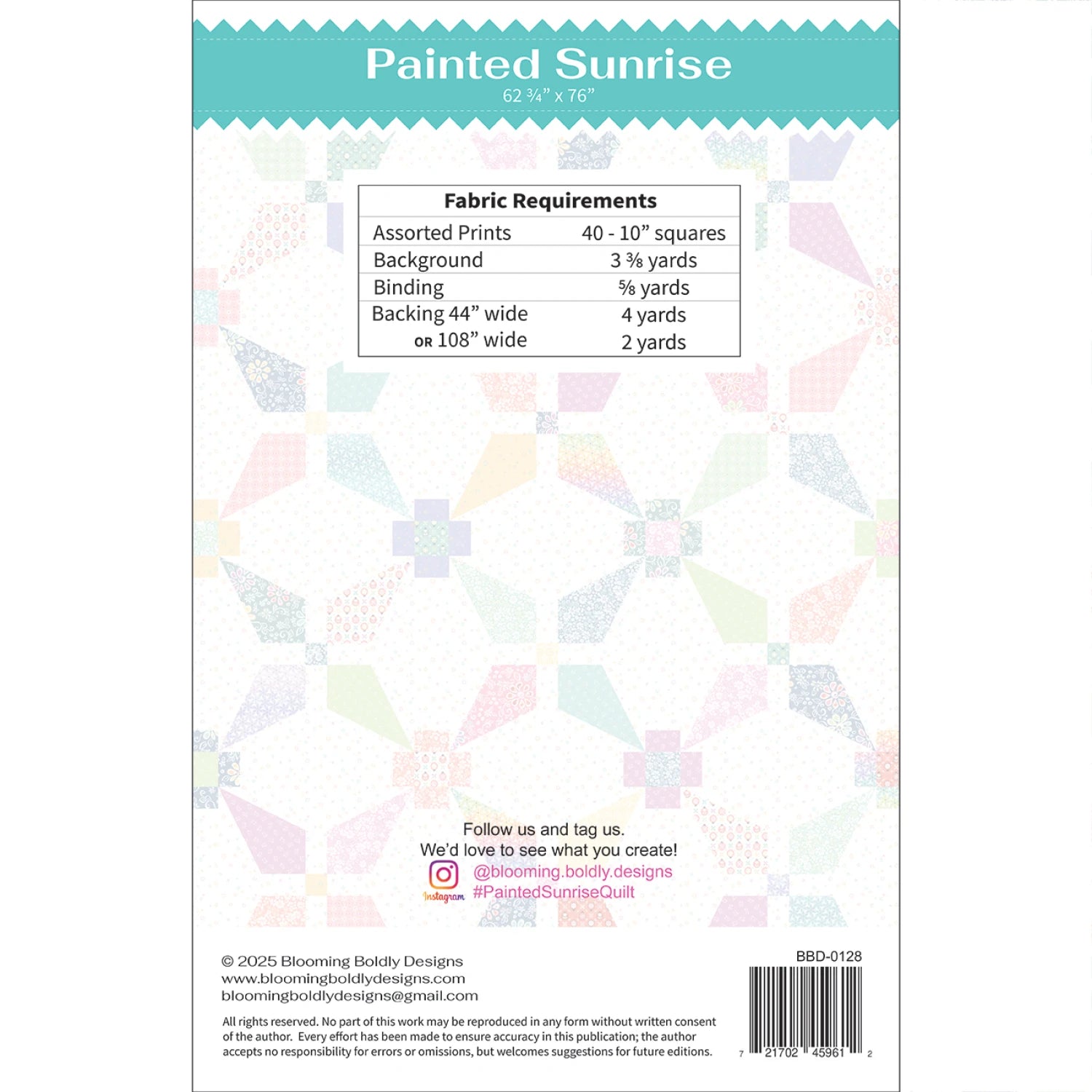 Painted Sunrise Quilt Pattern from Blooming Boldly Designs - BBD-0128