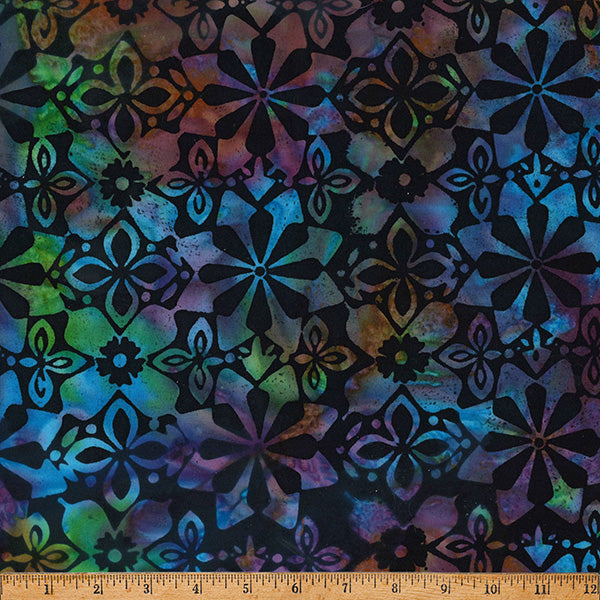 Paint in Prism Hoffman Batik Quilt Fabric - Geometric Floral in Aurora - X2645-532 Aurora