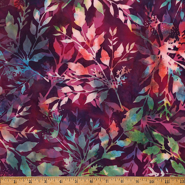 Paint in Prism Hoffman Batik Quilt Fabric - Leafy in Rainbow Sweets - X2646-73 Rainbow Sweets