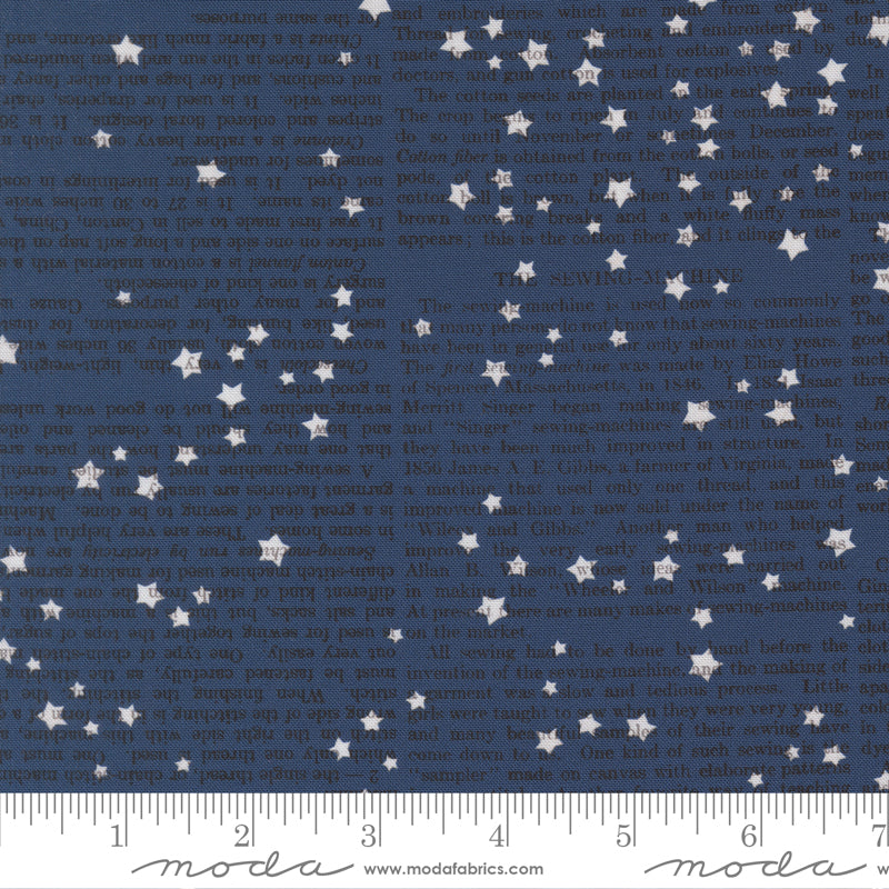 Paper Hamlet Quilt Fabric - Paper Stars in Midnight Blue - 39568 18