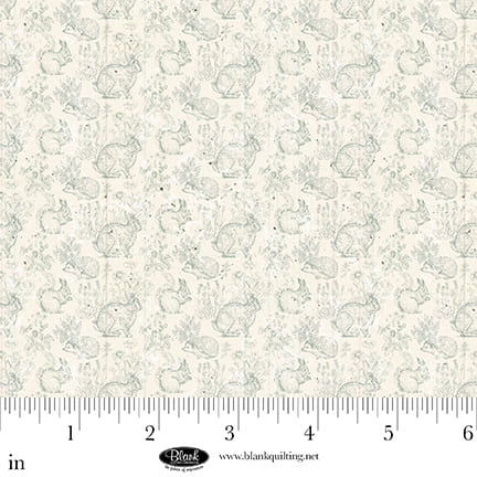 Parisian Snippets Quilt Fabric - Rabbits in Light Blue - 4297-70