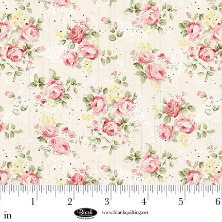 Parisian Snippets Quilt Fabric - Roses in Ecru Cream - 4290-41