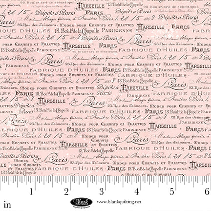 Parisian Snippets Quilt Fabric - Words in Light Pink - 4292-22