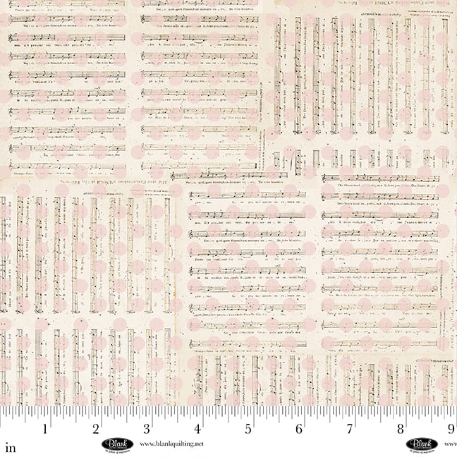 Parisian Snippets Quilt Fabric - Sheet Music in Ecru Cream - 4291-41