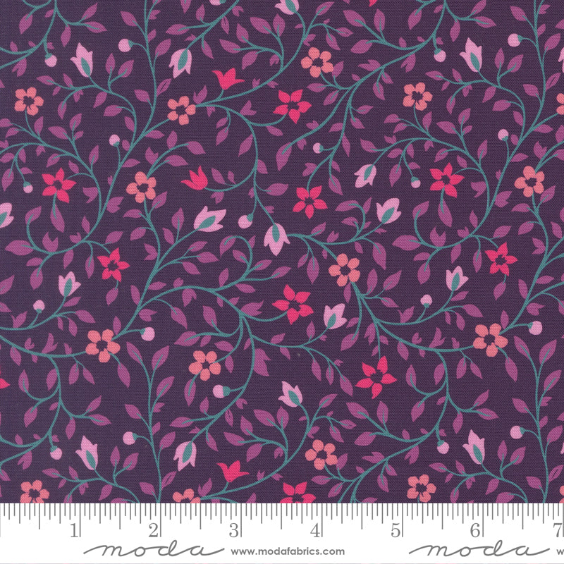 Parlor Quilt Fabric - Serenity Floral in Plum Purple/Multi - 11965 26