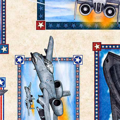 Patriot Quilt Fabric - Air Force Patch in Cream - 2600 30931 E