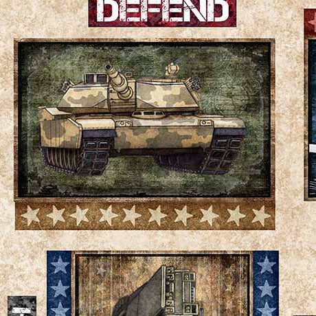 Patriot Quilt Fabric - Marines Patch in Tan - 2600 30935 A