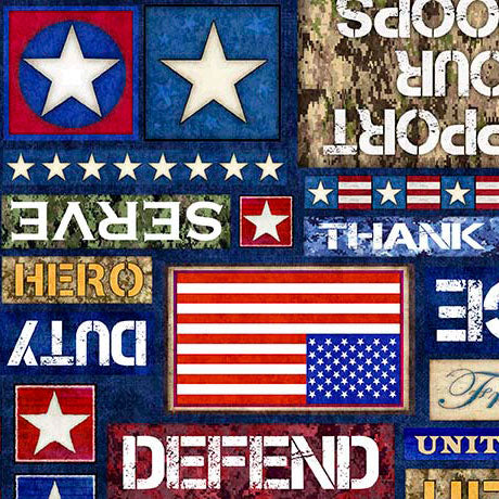 Patriot Quilt Fabric - Patriot Text Patch in Multi - 2600 30938 X