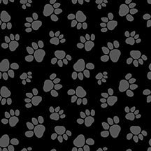 Paw-sitively Awesome Quilt Fabric - Tossed Paws in Black - 7453-99