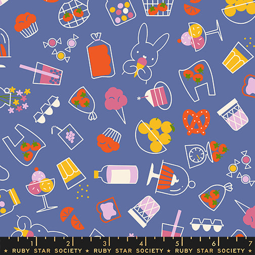 Persimmon Quilt Fabric by Ruby Star Society - Bun E's Market in Twilight Blue - RS1119 16