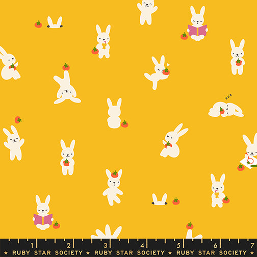 Persimmon Quilt Fabric by Ruby Star Society - Bun E and Sammy in Dandelion Yellow - RS1118 13