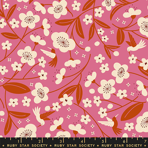 Persimmon Quilt Fabric by Ruby Star Society - Persimmon Blossoms in Hibiscus Pink - RS1121 11