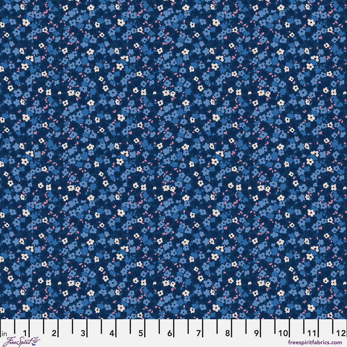 Petite Prints Quilt Fabric - Ditsy in Brambleberry Blue - PWAE001.BRAMBLEBERRY
