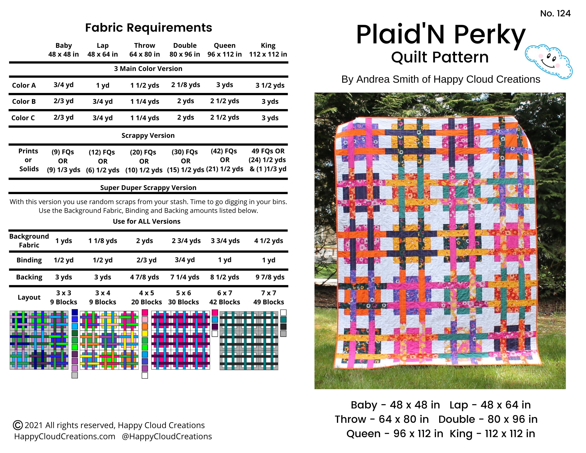 Plaid 'N Perky Quilt Pattern from Happy Cloud Creations - HC124