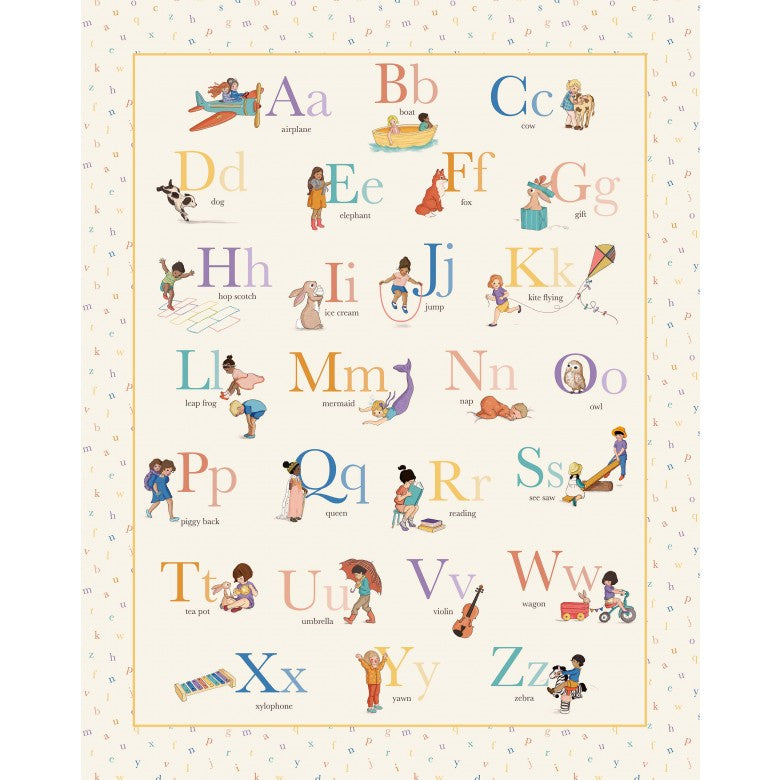 Playground and Park Quilt Fabric - A to Z Alphabet Panel - DDC12232-MULT-D - SOLD AS A 36" PANEL