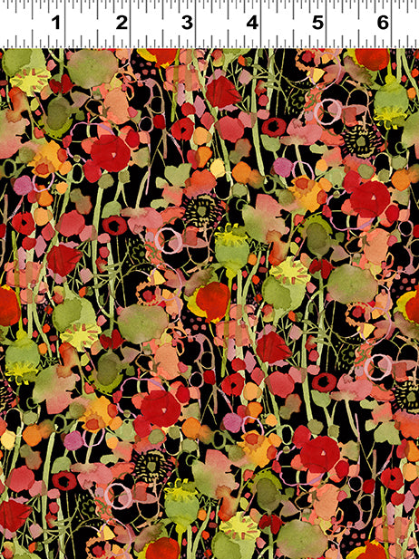 Poppy Dreams Quilt Fabric - Berries and Buds in Black - Y3992-3