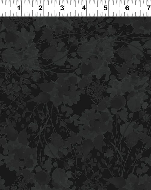 Poppy Dreams Quilt Fabric - Tonal Foliage in Black - Y3993-3