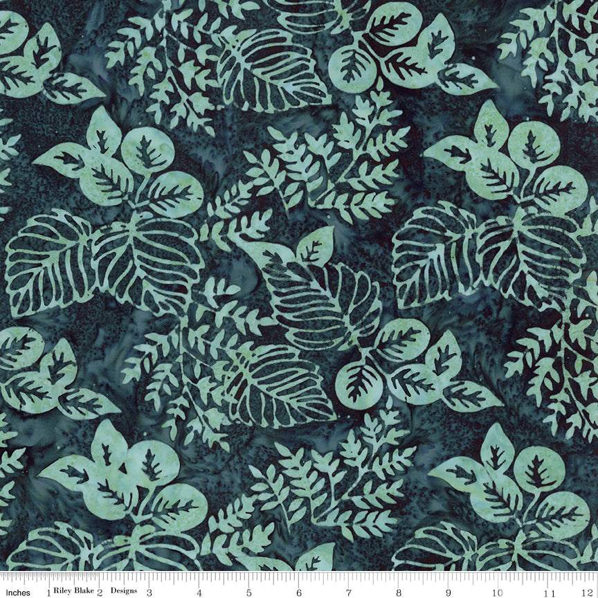 Poppy Seeds Expressions Batik Quilt Fabric - Mixed Foliage in Alpine Lakes Green - BT23594-707